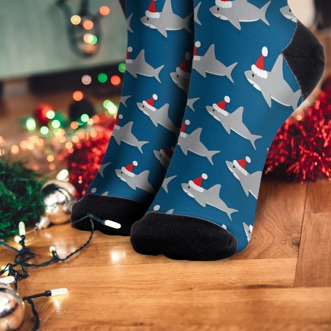 Shark Weihnachtsmannmütze Weihnachten Socken (Get these shark socks as a fun gift.)