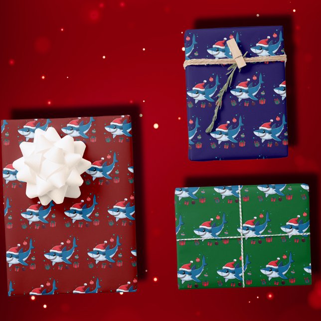 Shark Weihnachtsmannmütze Weihnachtsgeschenk Geschenkpapier Set (Von Creator hochgeladen)