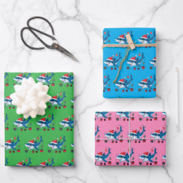 Shark Weihnachtsmannmütze Weihnachtsgeschenk Geschenkpapier Set