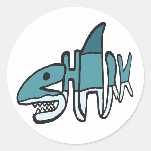 Shark Word Runder Aufkleber (Vorderseite)