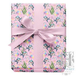 Shark Wrapping Paper in Pink Geschenkpapier