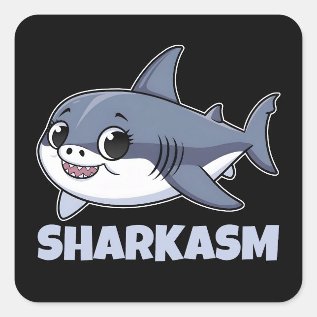 Sharkasmus mit Porbeagle Shark Baby Funny Pub Quadratischer Aufkleber (Vorderseite)