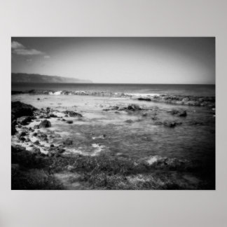 Sharks Cove, Oahu B&W Poster