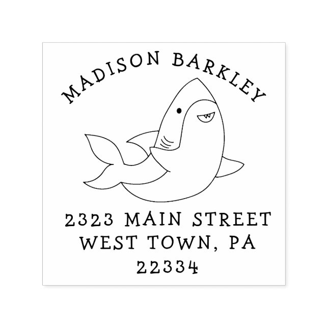 Sharks Kids Niedliche Kawaii-Rücksendeadresse-Brie Permastempel (Design)