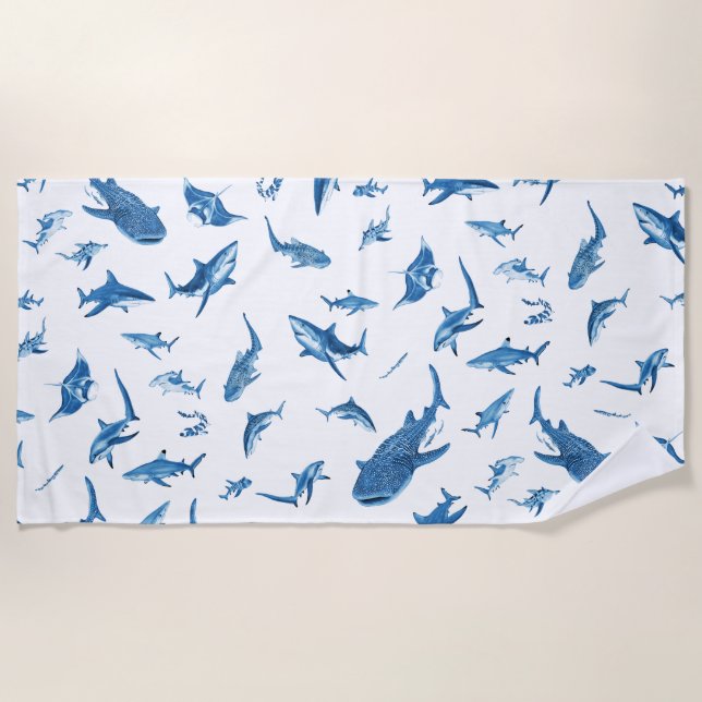 Sharks & Manta Rays｜Ocean Art Design Strandtuch (Vorderseite)