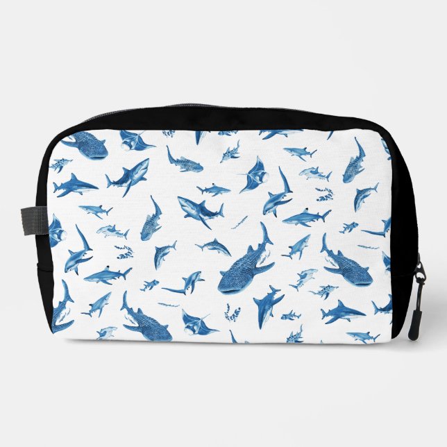Sharks & Manta Rays｜Ocean Art Design Waschbeutel (Vorderseite)