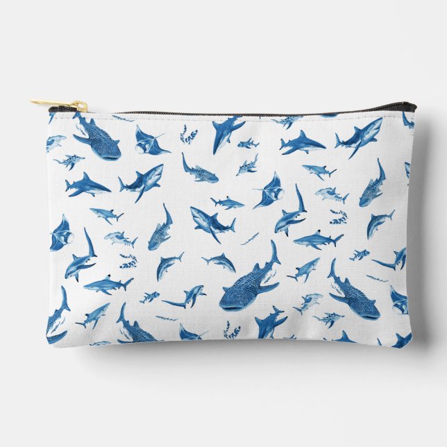 Sharks & Manta Rays｜Ocean Art Design Zubehörtasche (Vorderseite)