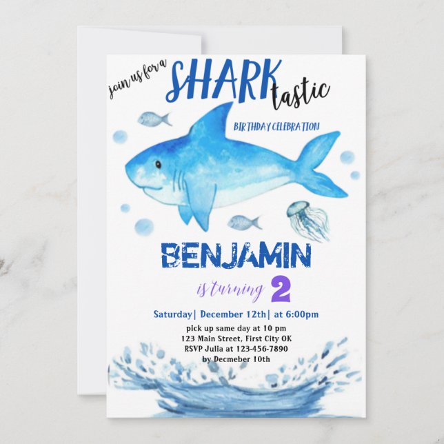 Sharktastic Different Birthday Invitation Card (Vorderseite)