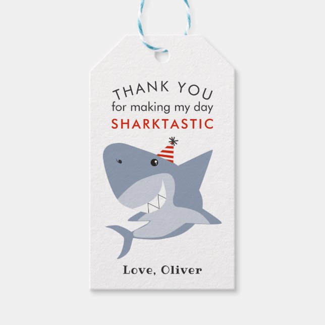 Sharktastic Geburtstagsparty Dankeschön an Sie Geschenkanhänger (Vorderseite)