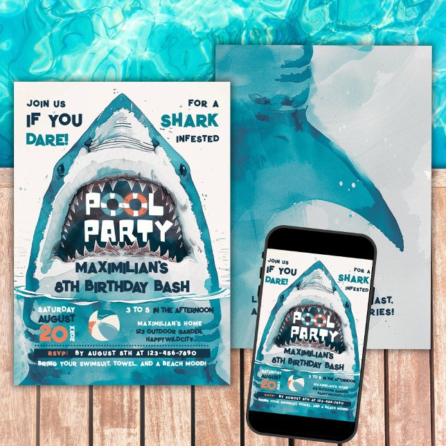 Sharktastic Summer POOL Party Einladung (Von Creator hochgeladen)