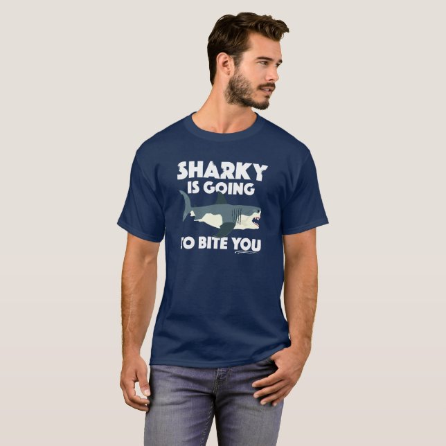 Sharky wird Ihnen Design beibringen - Basic Dunkel T-Shirt (Vorne ganz)