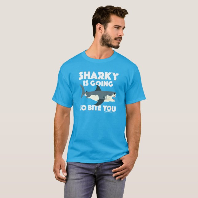 Sharky wird Ihnen Design beibringen - Basic Dunkel T-Shirt (Vorne ganz)