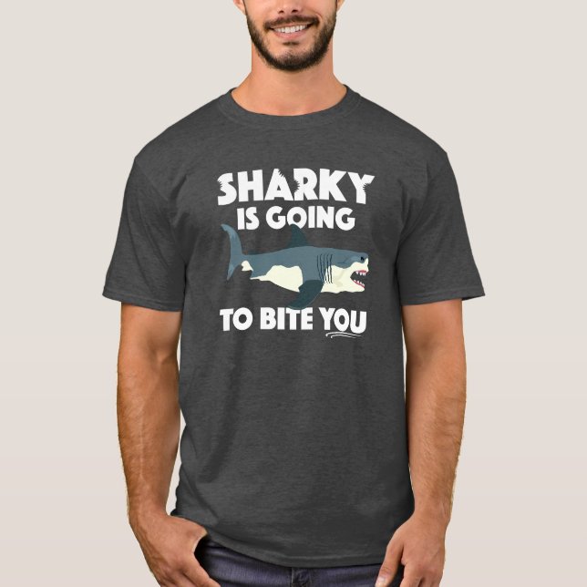 Sharky wird Ihnen Design beibringen - Basic Dunkel T-Shirt (Vorderseite)
