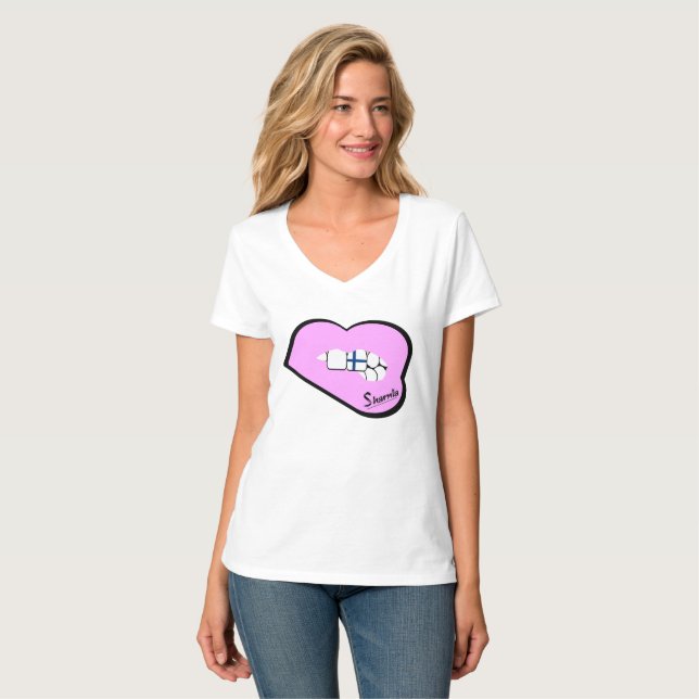 Sharnias Lippenfinnland-Spitze (lt Pink Lips) T-Shirt (Vorderseite Vollansicht)