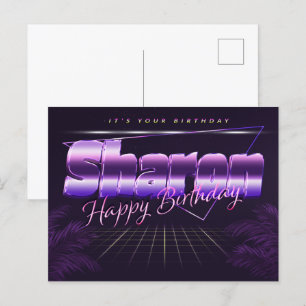 Sharon Name Vorname lila Postkarte Geburtstag