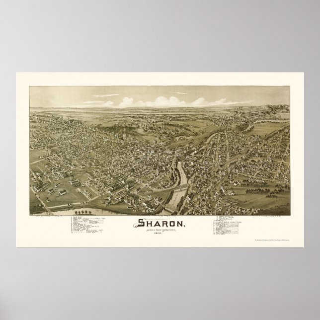 Sharon, PA Panoramic Map - 1901 Poster (Vorne)
