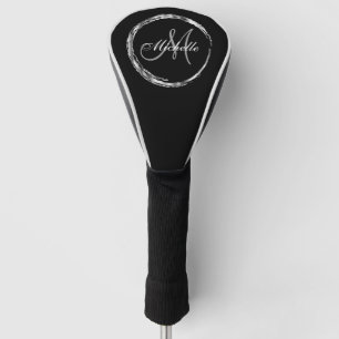 Sharp Abstrakt Silver & Black Monogram Golf Headcover