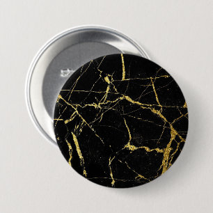 Sharp Black and Gold Marmor Button