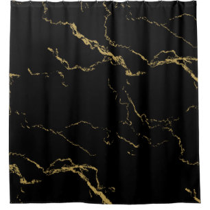 Sharp Black and Gold Marmor Duschvorhang
