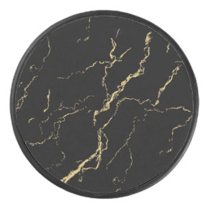 Sharp Black and Gold Marmor Eishockey Puck