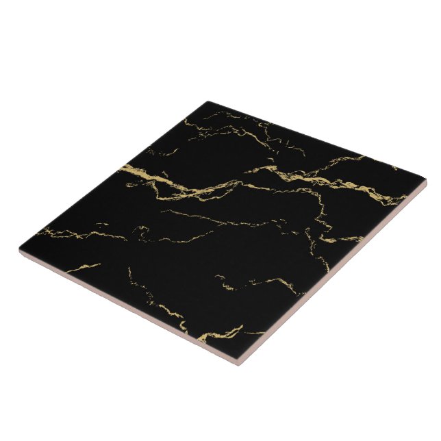 Sharp Black and Gold Marmor Fliese (Seite)
