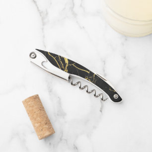 Sharp Black and Gold Marmor Kellnermesser
