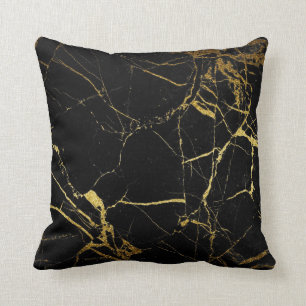 Sharp Black and Gold Marmor Kissen