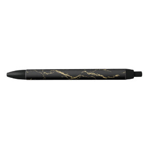 Sharp Black and Gold Marmor Kugelschreiber