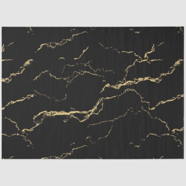 Sharp Black and Gold Marmor Seidenpapier (Vorderseite)
