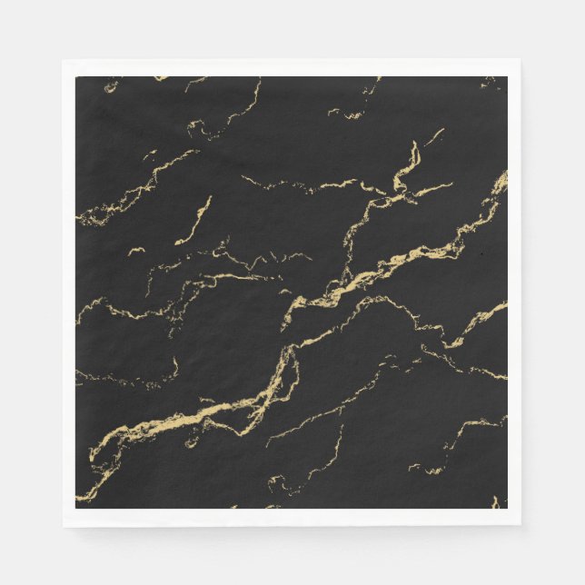 Sharp Black and Gold Marmor Serviette (Vorderseite)