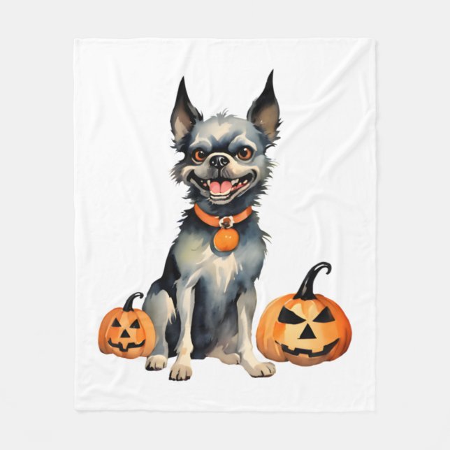 Sharp Dog Guards Halloween Pumpkins Premium Fleecedecke (Vorderseite)