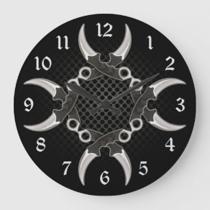Sharp Edges Curved Blades Round Große Wanduhr