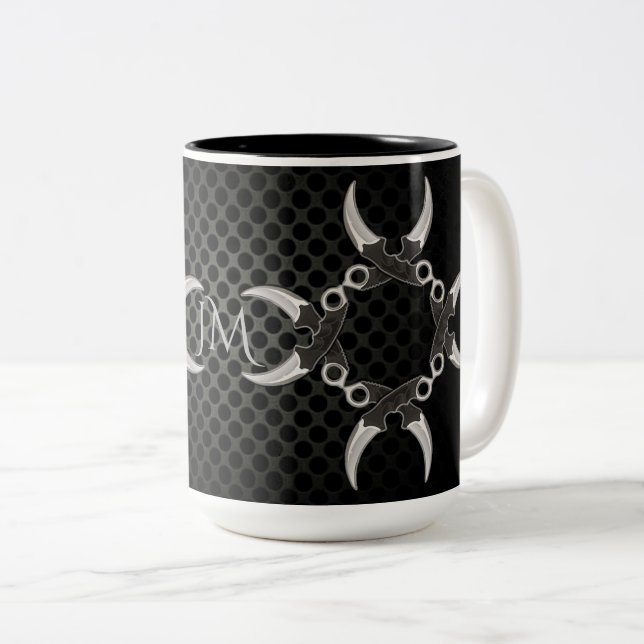 Sharp Edges Mit Monogramm Kurve Blades Zweifarbige Tasse (VorderseiteRechts)