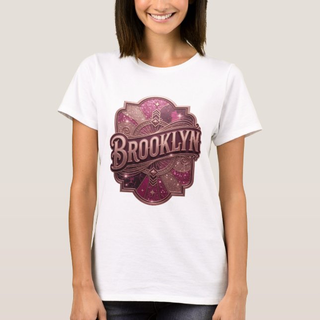 Sharp Gold BROOKLYN Zitat-Shirt T-Shirt (Vorderseite)