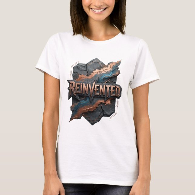 Sharp Gold REINVENTED Tragbare Kunst T-Shirt (Vorderseite)