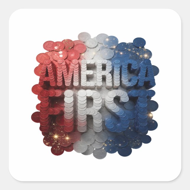 Sharp Silver AMERICA FIRST Quadratischer Aufkleber (Vorderseite)