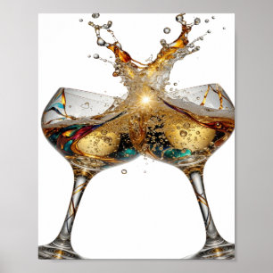 Sharp Silver PROST AUF GUTE GESUNDHEIT 3D-Textkuns Poster