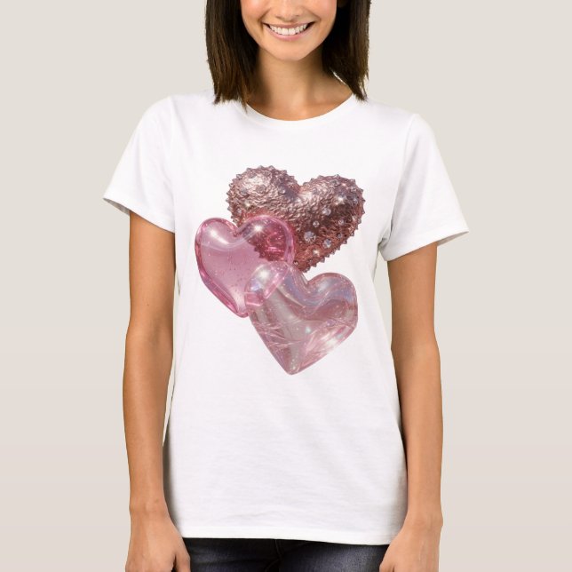 Sharp Silver THREE HEARTS Grafik-T-Shirt T-Shirt (Vorderseite)