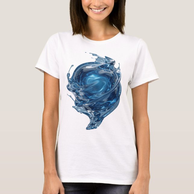 Sharp Silver WATER WORLD Statement Design T-Shirt (Vorderseite)