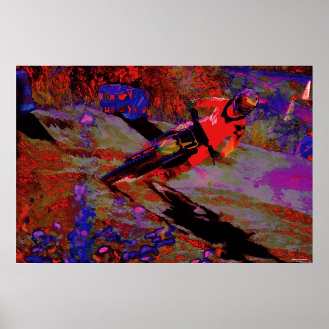 Sharp Turn - Motocross Dirt-Bike Racer Poster (Vorne)