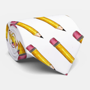 Sharp Yellow #2 Pencil Teacher School Krawatte unt