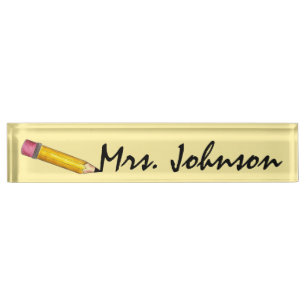 Sharp Yellow Pencil School Englischlehrer schreibe Namensplakette