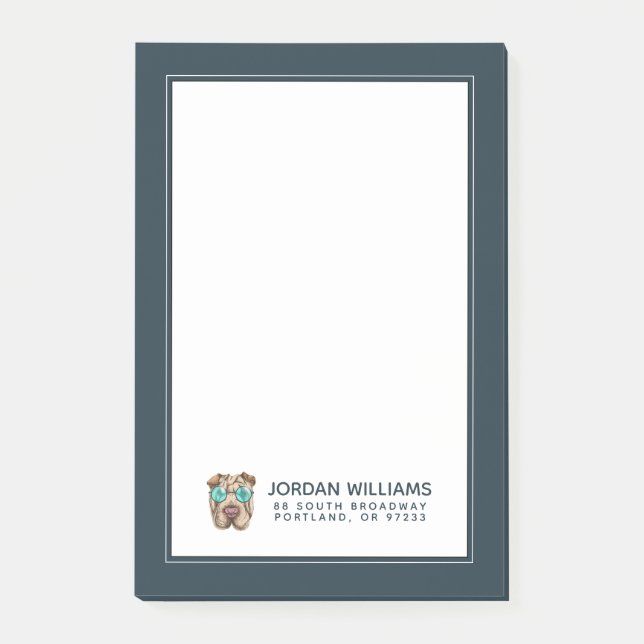 Sharpei in der Sonnenbrille | addieren Ihren Namen Post-it Klebezettel (Vorderseite)