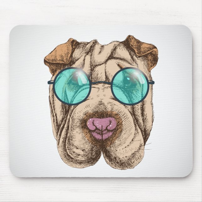 Sharpei in der Sonnenbrille Mousepad (Vorne)