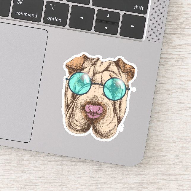 Sharpei in Sonnenbrille Aufkleber (Detail)