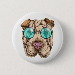 Sharpei in Sonnenbrille Button