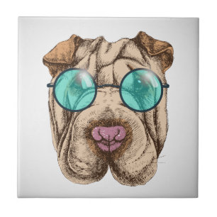 Sharpei in Sonnenbrille Fliese