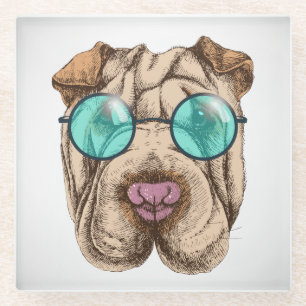 Sharpei in Sonnenbrille Glasuntersetzer