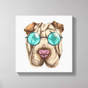 Sharpei in Sonnenbrille Leinwanddruck