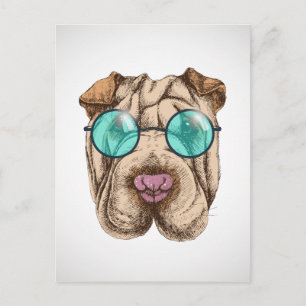 Sharpei in Sonnenbrille Postkarte